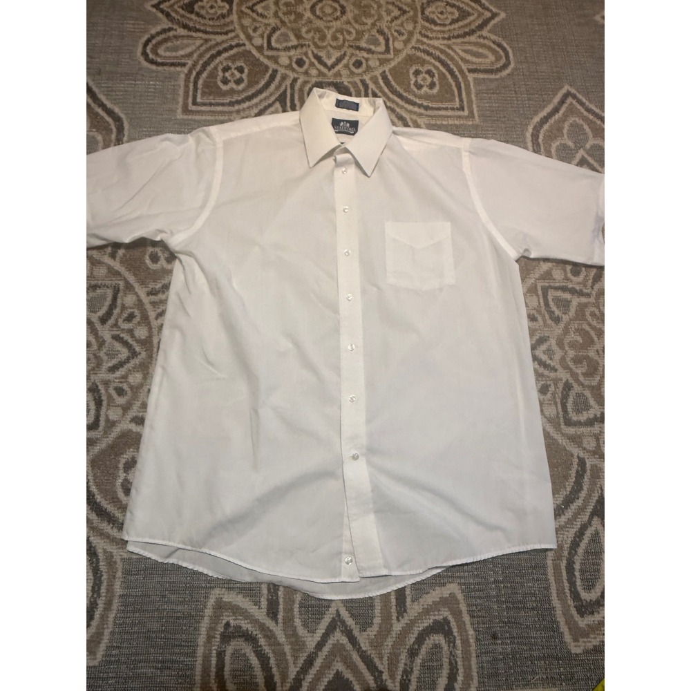 Stafford Mens White Wrinkle Free Short Sleeve Dress Shirt Size 17 Broadcloth